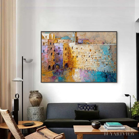 BUYARTVIEW Citadel of Memories – Textured Impasto Cityscape Oil Painting - image 2