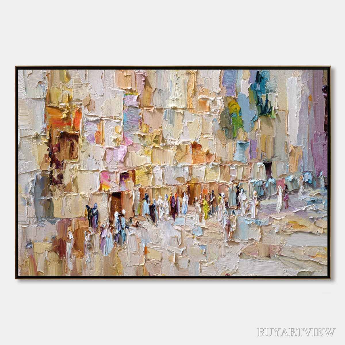 BUYARTVIEW Stones of Solace – Textured Impasto Painting of an Ancient Cityscape - image 1