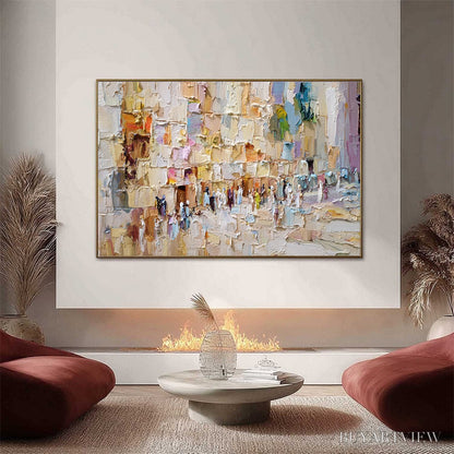 BUYARTVIEW Stones of Solace – Textured Impasto Painting of an Ancient Cityscape - image 2