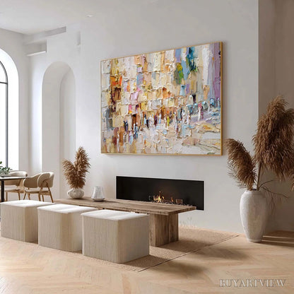 BUYARTVIEW Stones of Solace – Textured Impasto Painting of an Ancient Cityscape - image 5