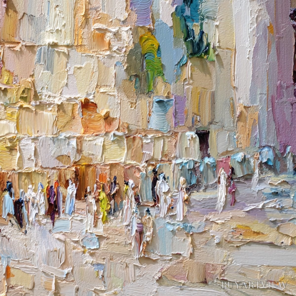 BUYARTVIEW Stones of Solace – Textured Impasto Painting of an Ancient Cityscape - image 6
