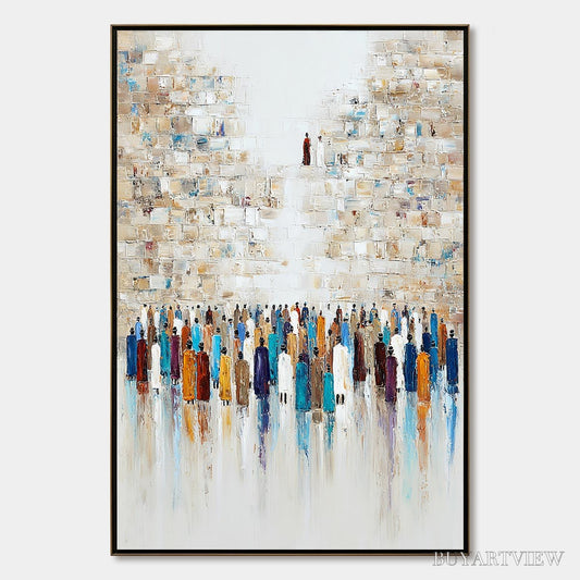 BUYARTVIEW Wall of Ages – Textured Impasto Painting of a Historic Pilgrimage - image 1