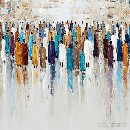 BUYARTVIEW Wall of Ages – Textured Impasto Painting of a Historic Pilgrimage - image 3