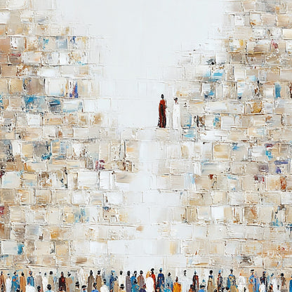 BUYARTVIEW Wall of Ages – Textured Impasto Painting of a Historic Pilgrimage - image 5