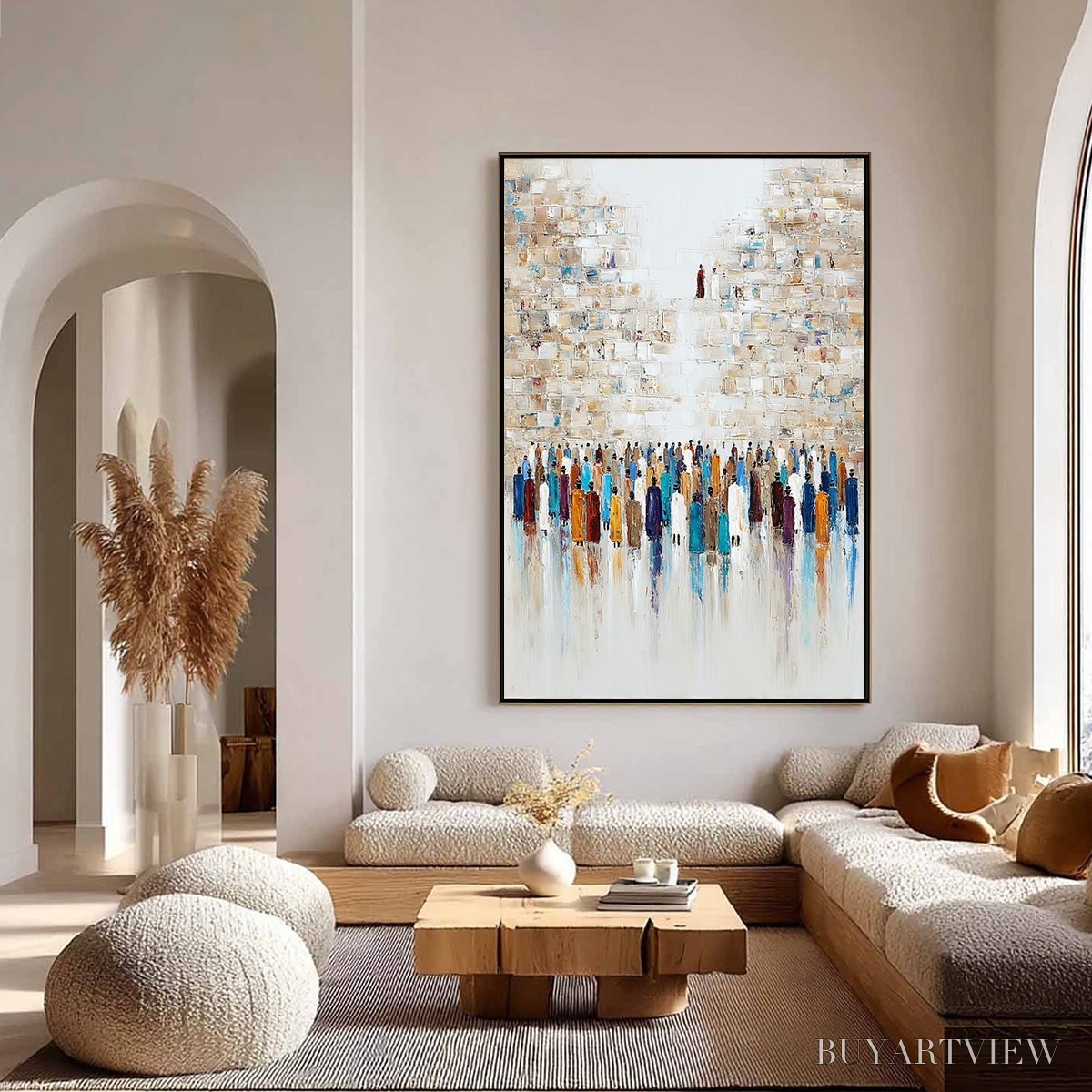 BUYARTVIEW Wall of Ages – Textured Impasto Painting of a Historic Pilgrimage - image 6