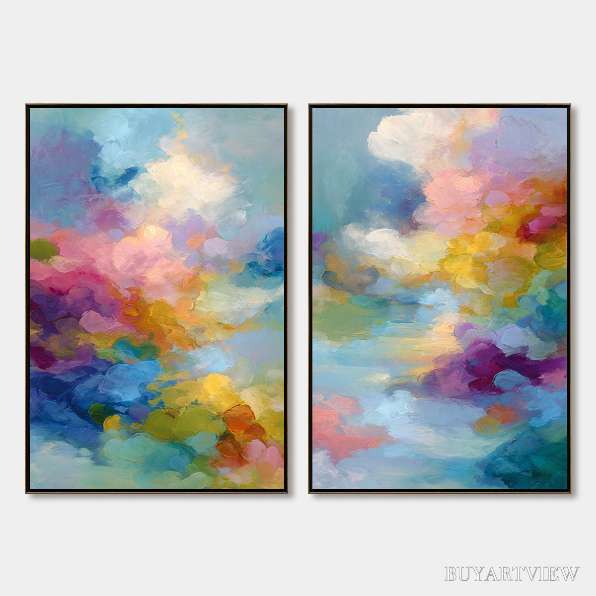 BUYARTVIEW Dreamscape Melody – Colorful Abstract Cloudscape Painting Set of 2 - image 1