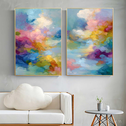 BUYARTVIEW Dreamscape Melody – Colorful Abstract Cloudscape Painting Set of 2 - image 2