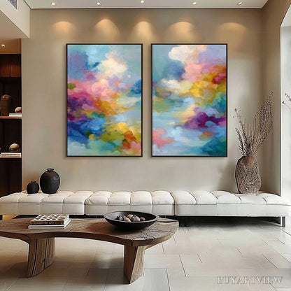 BUYARTVIEW Dreamscape Melody – Colorful Abstract Cloudscape Painting Set of 2 - image 4