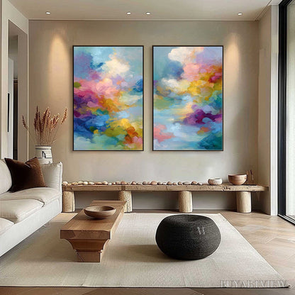 BUYARTVIEW Dreamscape Melody – Colorful Abstract Cloudscape Painting Set of 2 - image 6