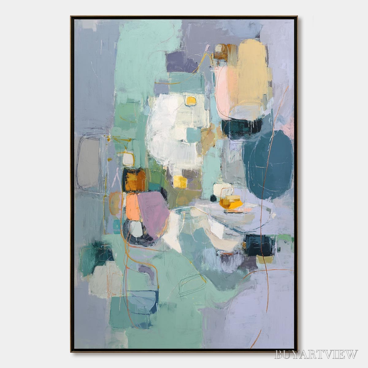 BUYARTVIEW Morning Chorus – Colorful Modern Abstract Composition Painting - image 1