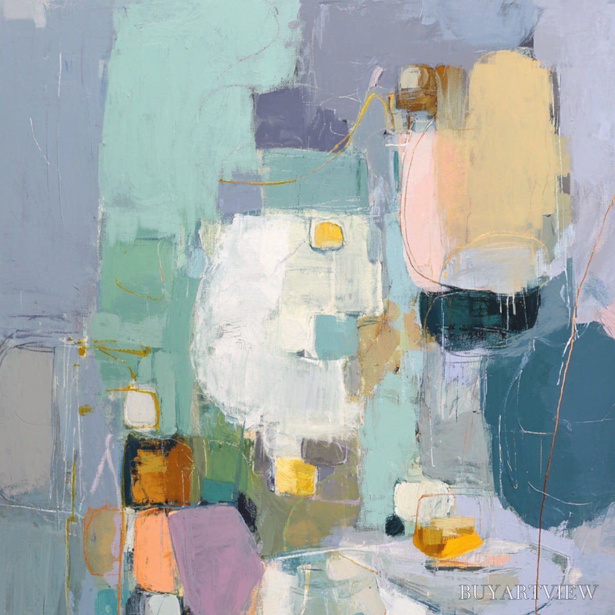 BUYARTVIEW Morning Chorus – Colorful Modern Abstract Composition Painting - image 3