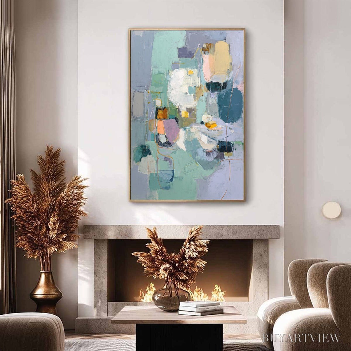 BUYARTVIEW Morning Chorus – Colorful Modern Abstract Composition Painting - image 4