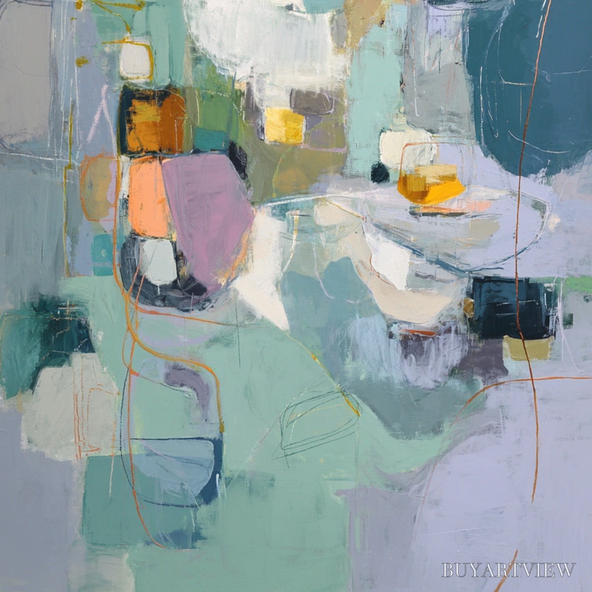 BUYARTVIEW Morning Chorus – Colorful Modern Abstract Composition Painting - image 5