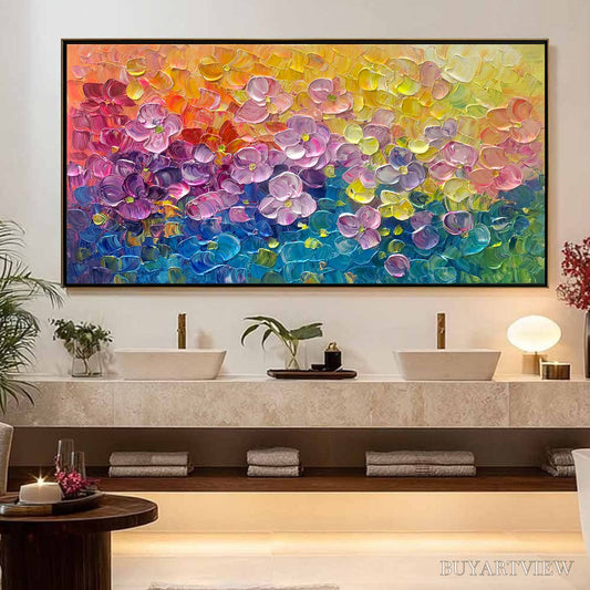 BUYARTVIEW Ready to Ship | Rainbow Falls | 28''X56'' | 70x140cm | Black Frame - image 1
