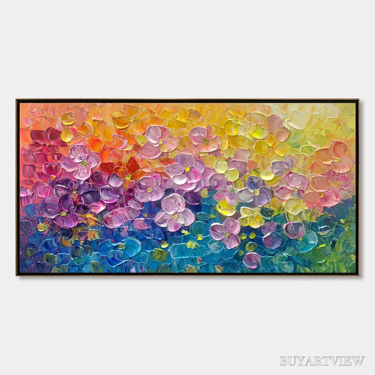 BUYARTVIEW Ready to Ship | Rainbow Falls | 28''X56'' | 70x140cm | Black Frame - image 3