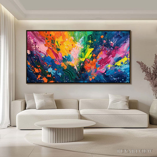 BUYARTVIEW Spectrum Surge – Vibrant Abstract Textured Oil Painting - image 2