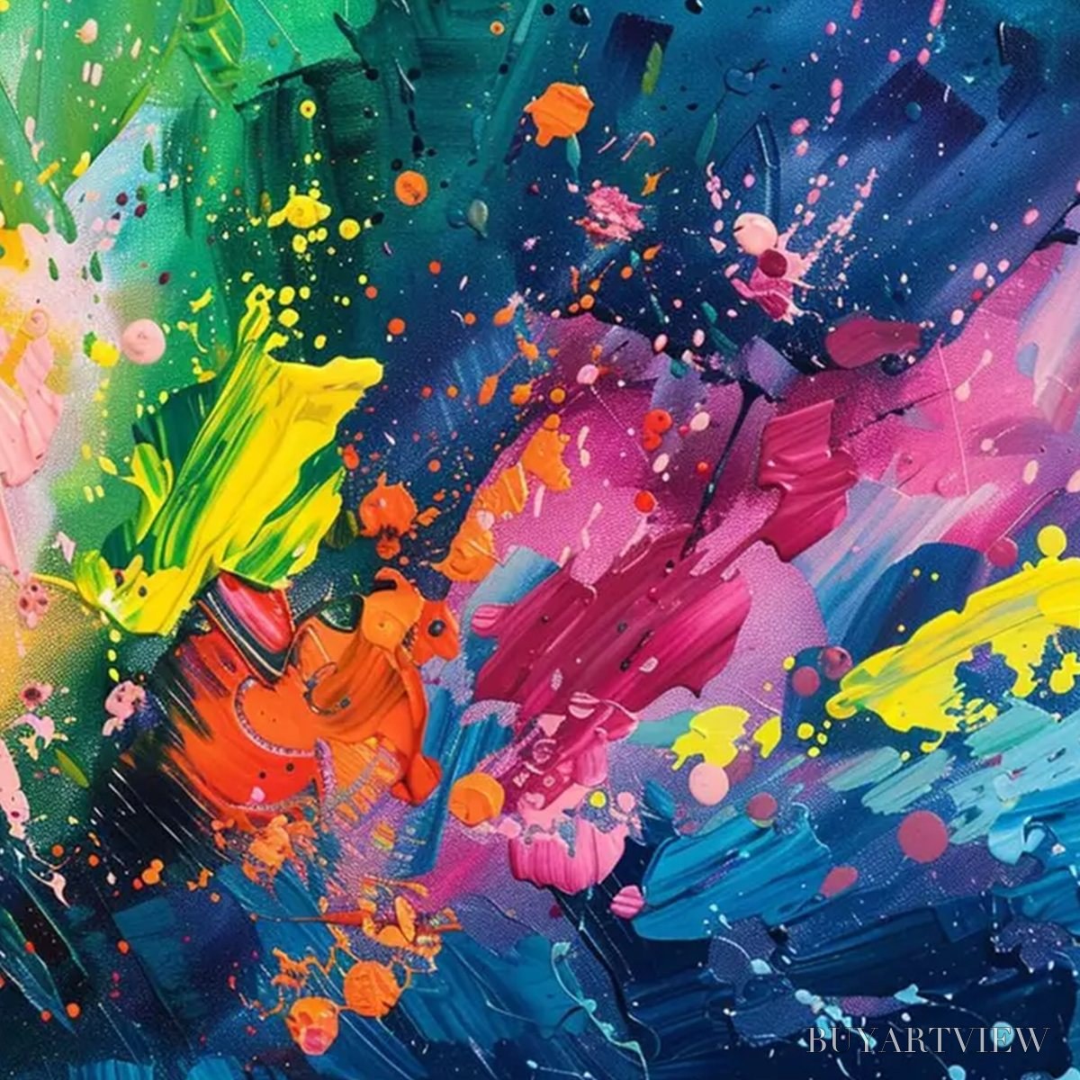 BUYARTVIEW Spectrum Surge – Vibrant Abstract Textured Oil Painting - image 4