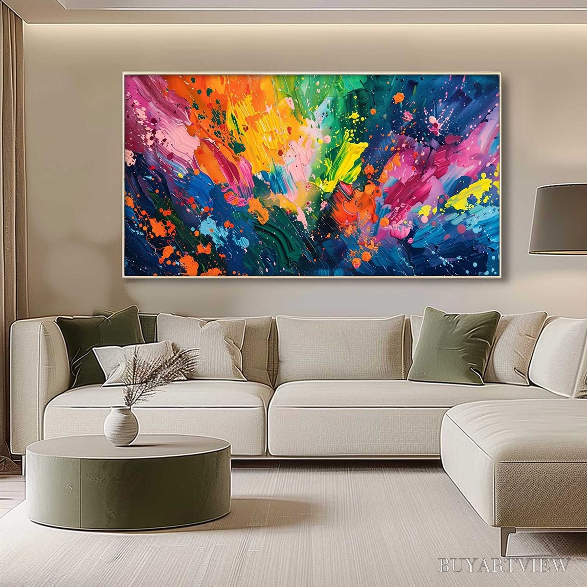 BUYARTVIEW Spectrum Surge – Vibrant Abstract Textured Oil Painting - image 5