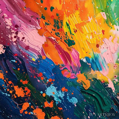BUYARTVIEW Spectrum Surge – Vibrant Abstract Textured Oil Painting - image 6