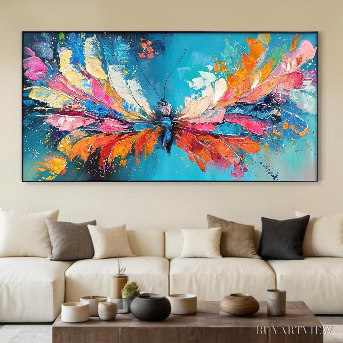 BUYARTVIEW Ready to Ship | Metamorphosis | 28''X56'' | 70x140cm | Gold Frame - image 1