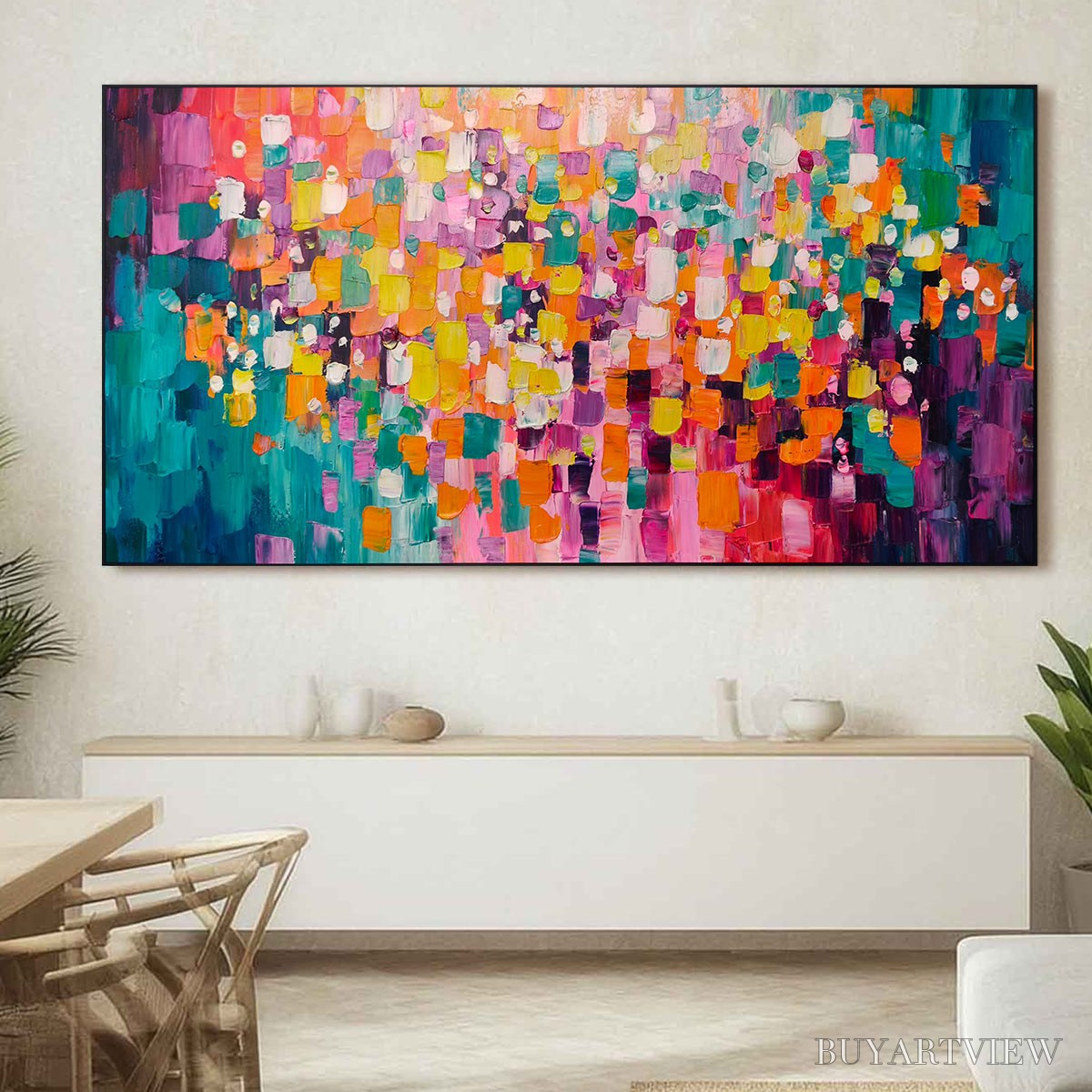 BUYARTVIEW Ready to Ship | Spectrum Mosaic | 28''X56'' | 70x140cm | Black Frame - image 1
