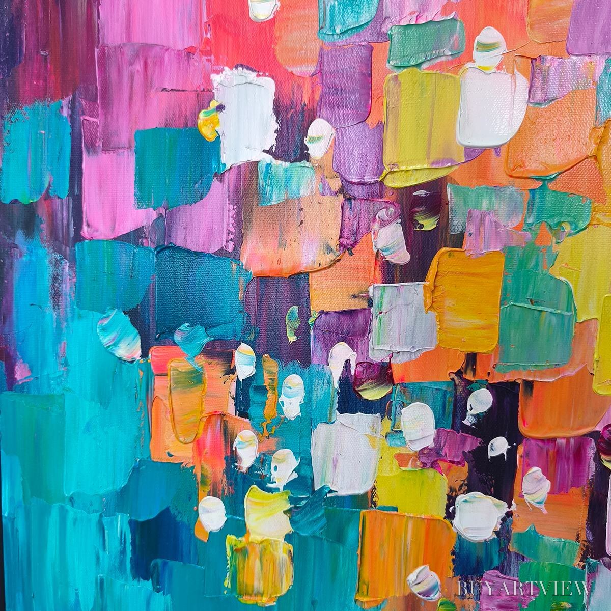 BUYARTVIEW Ready to Ship | Spectrum Mosaic | 28''X56'' | 70x140cm | Black Frame - image 4