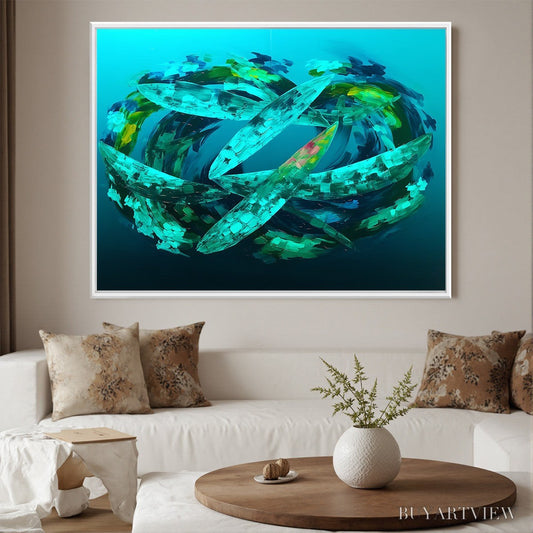 BUYARTVIEW Aquamarine Dream – Textured Abstract Oil Painting in Blues & Greens - image 2