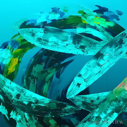 BUYARTVIEW Aquamarine Dream – Textured Abstract Oil Painting in Blues & Greens - image 4