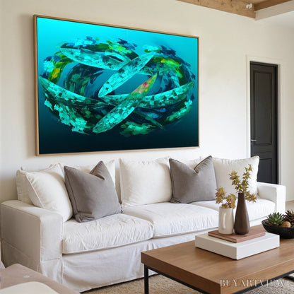 BUYARTVIEW Aquamarine Dream – Textured Abstract Oil Painting in Blues & Greens - image 5