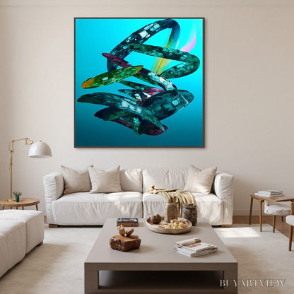 BUYARTVIEW Aquamarine Whirl – Textured Abstract Oil Painting in Turquoise - image 2