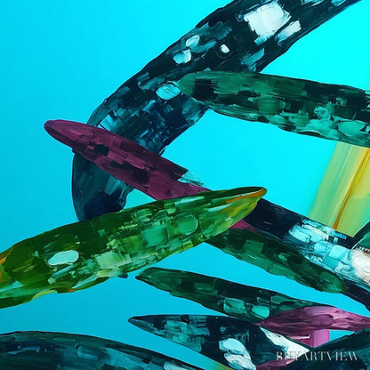 BUYARTVIEW Aquamarine Whirl – Textured Abstract Oil Painting in Turquoise - image 4