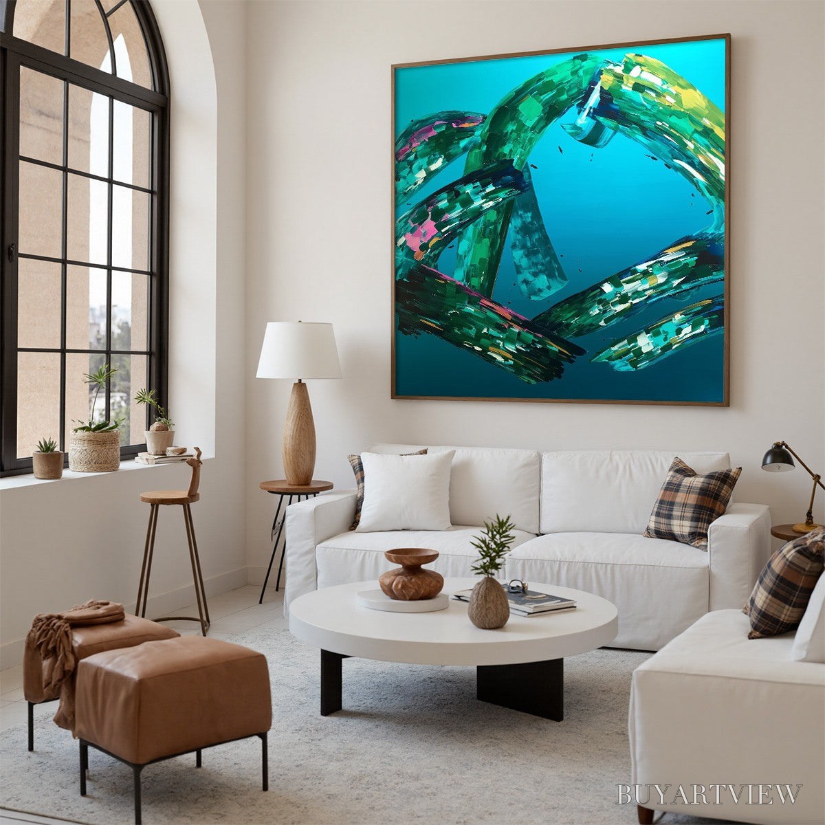 BUYARTVIEW Aquamarine Whirl – Textured Abstract Turquoise Oil Painting - image 6