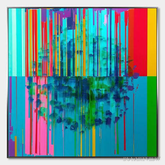 BUYARTVIEW Reflected Glitch – Vibrant Abstract Glitch Art Oil Painting - image 1