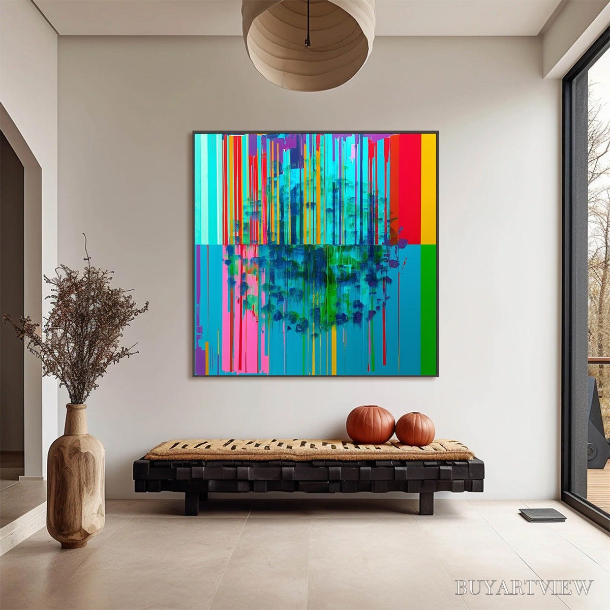 BUYARTVIEW Reflected Glitch – Vibrant Abstract Glitch Art Oil Painting - image 2
