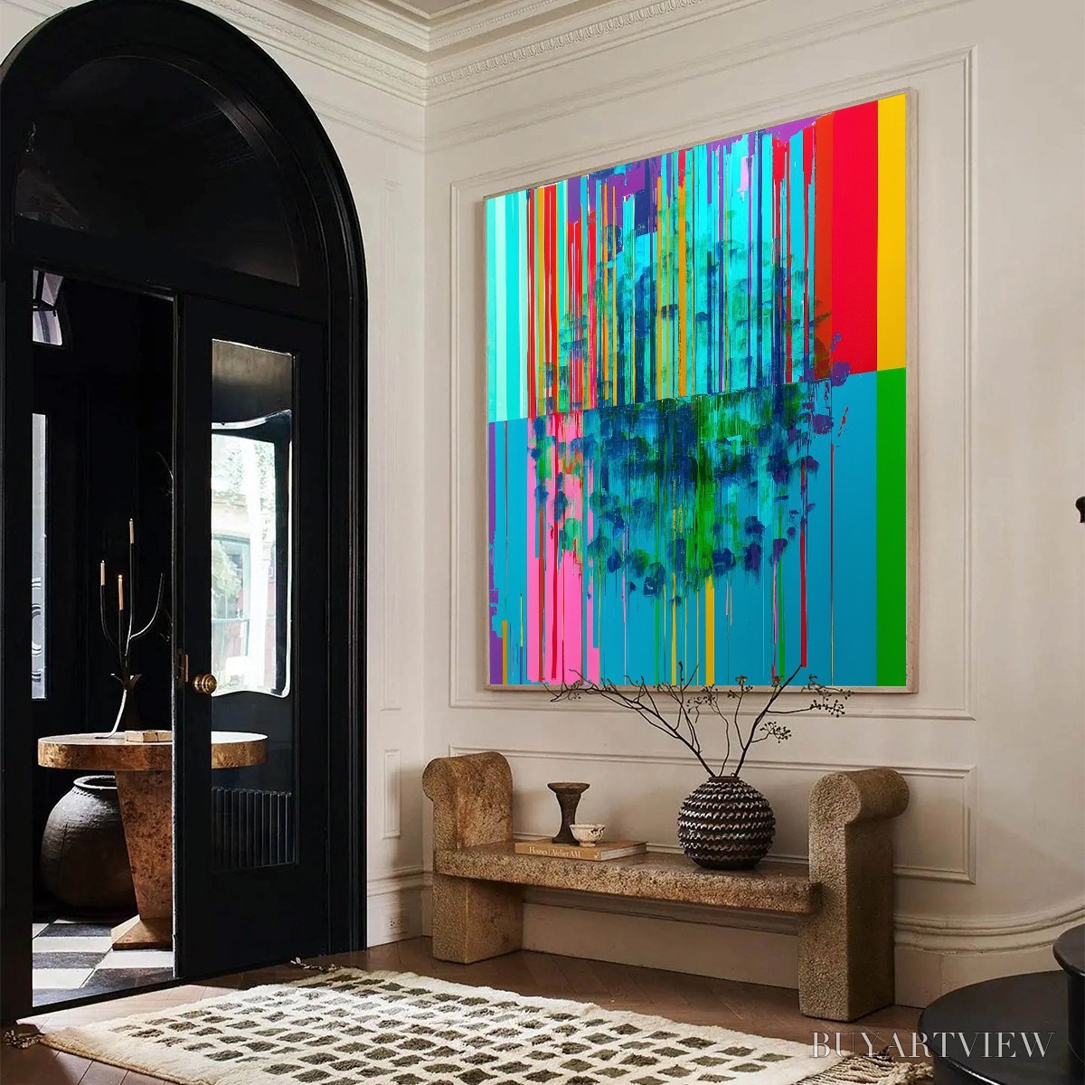 BUYARTVIEW Reflected Glitch – Vibrant Abstract Glitch Art Oil Painting - image 3