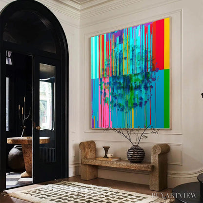 BUYARTVIEW Reflected Glitch – Vibrant Abstract Glitch Art Oil Painting - image 3