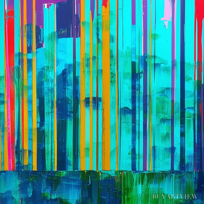 BUYARTVIEW Reflected Glitch – Vibrant Abstract Glitch Art Oil Painting - image 4