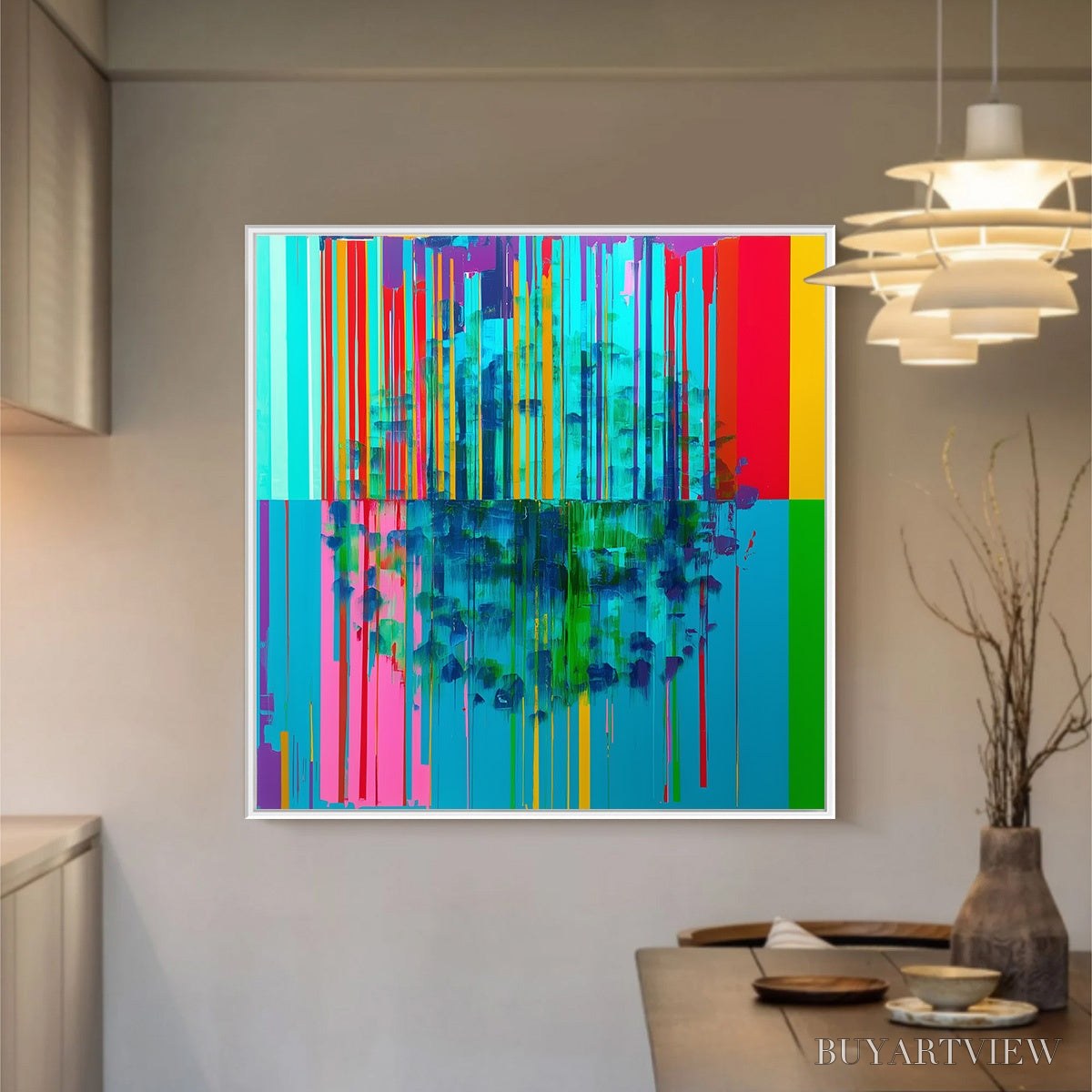 BUYARTVIEW Reflected Glitch – Vibrant Abstract Glitch Art Oil Painting - image 5