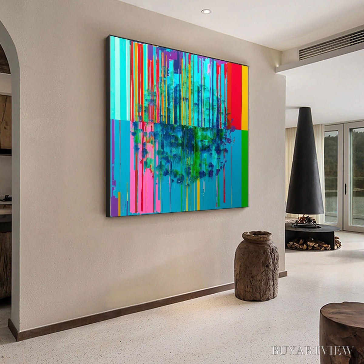 BUYARTVIEW Reflected Glitch – Vibrant Abstract Glitch Art Oil Painting - image 6