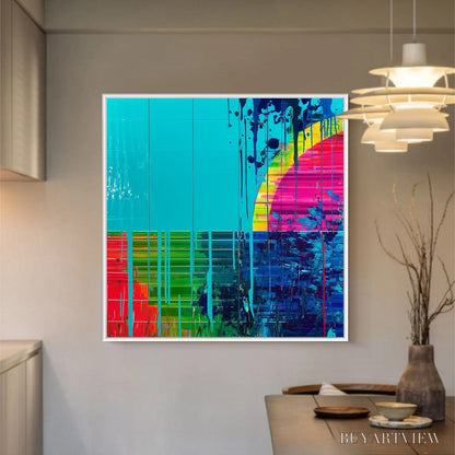 BUYARTVIEW Melting Horizon – Vibrant Abstract Glitch Art Oil Painting - image 2