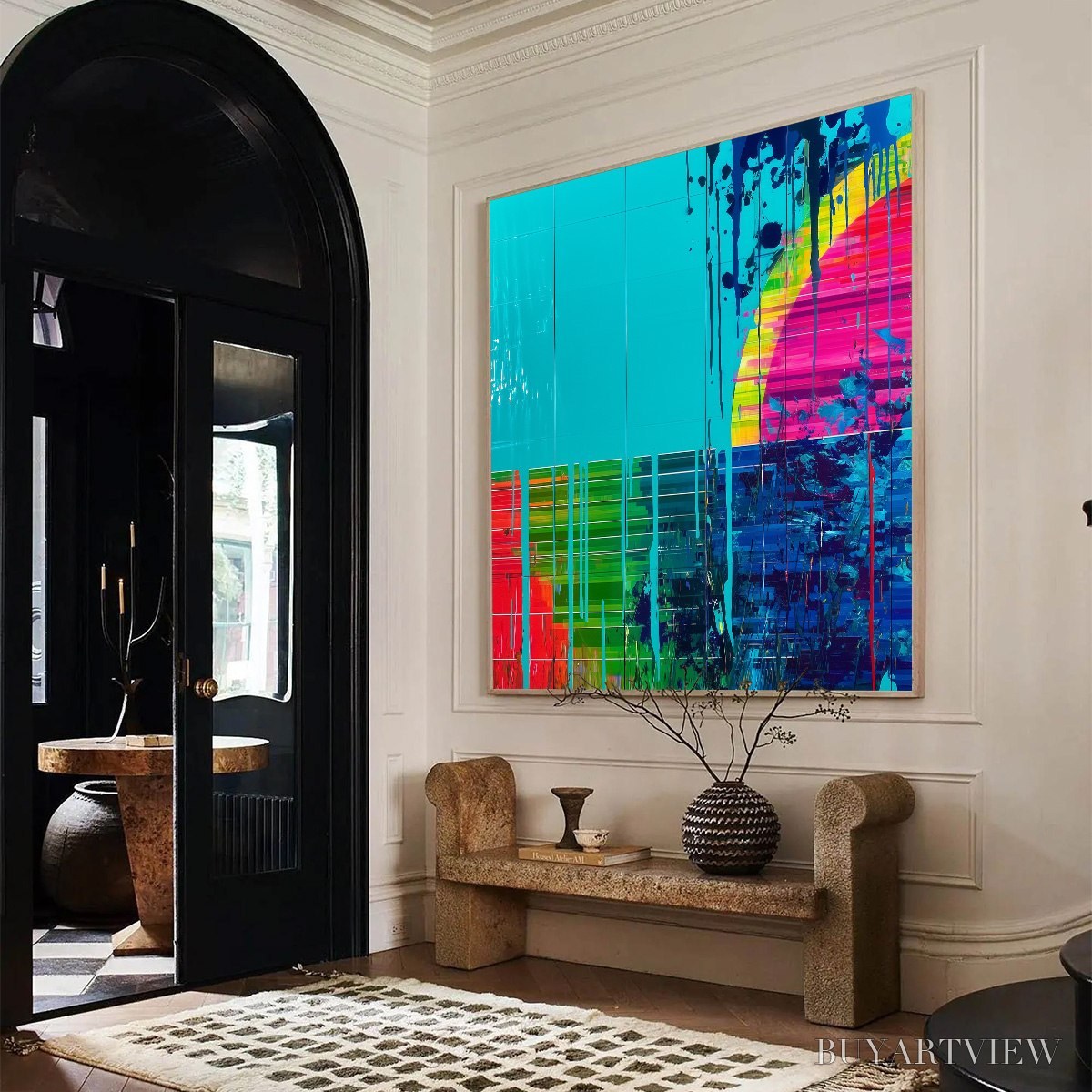 BUYARTVIEW Melting Horizon – Vibrant Abstract Glitch Art Oil Painting - image 3
