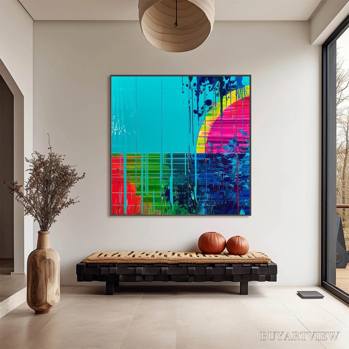 BUYARTVIEW Melting Horizon – Vibrant Abstract Glitch Art Oil Painting - image 4