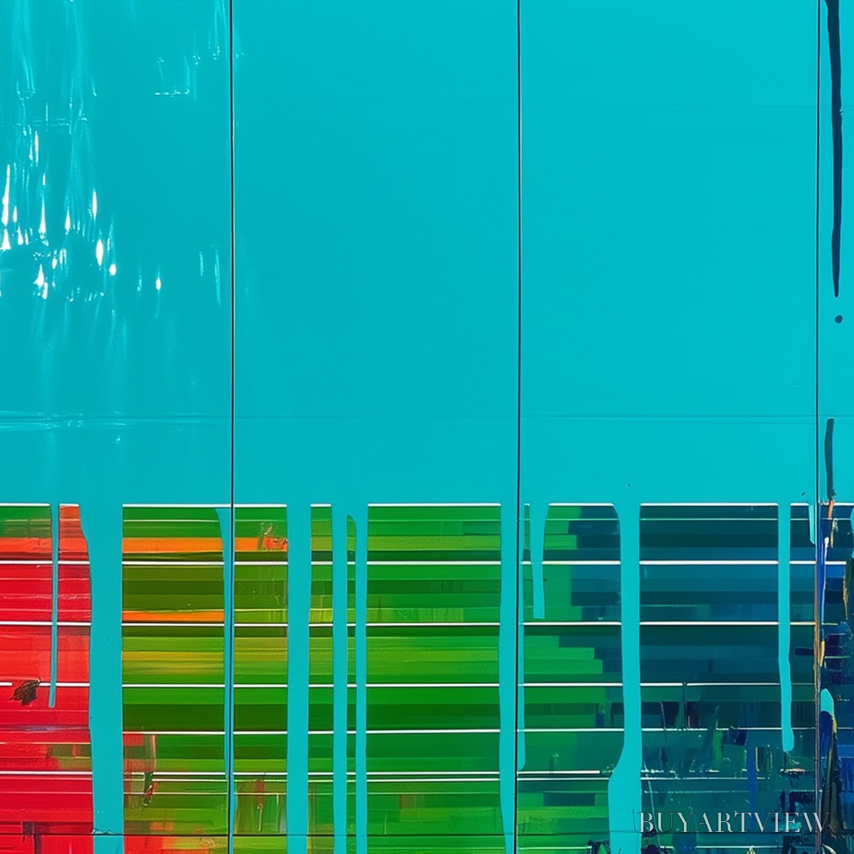 BUYARTVIEW Melting Horizon – Vibrant Abstract Glitch Art Oil Painting - image 6