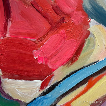 BUYARTVIEW Hexagonal Harmony Textured Abstract Impasto Oil Painting - image 3