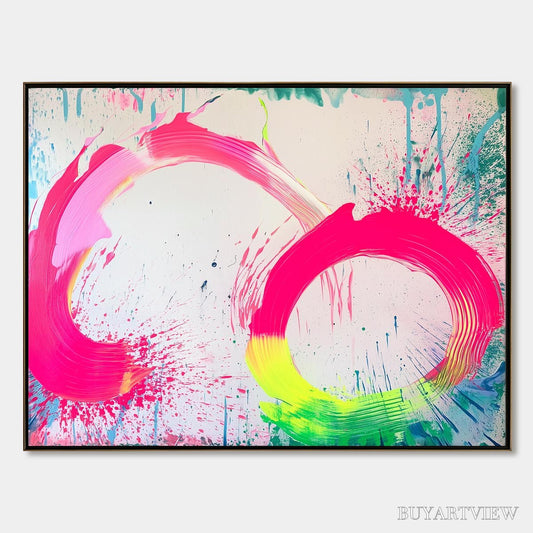 BUYARTVIEW Neon Bloom – Vibrant Abstract Acrylic Painting - image 1