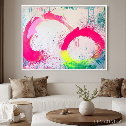 BUYARTVIEW Neon Bloom – Vibrant Abstract Acrylic Painting - image 2