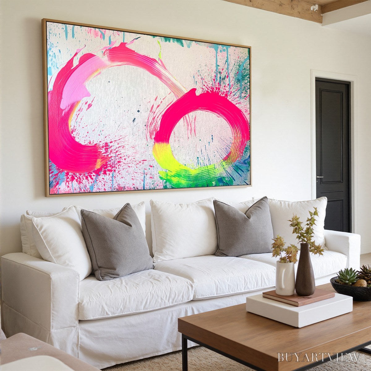 BUYARTVIEW Neon Bloom – Vibrant Abstract Acrylic Painting - image 3