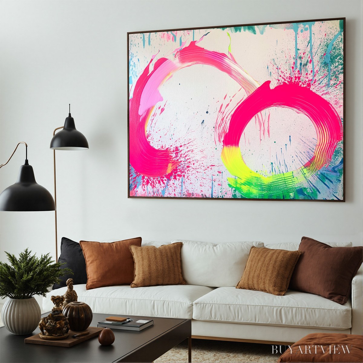 BUYARTVIEW Neon Bloom – Vibrant Abstract Acrylic Painting - image 5