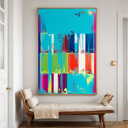 BUYARTVIEW Pixelated Paradise – Vibrant Abstract Glitch Art Oil Painting - image 2
