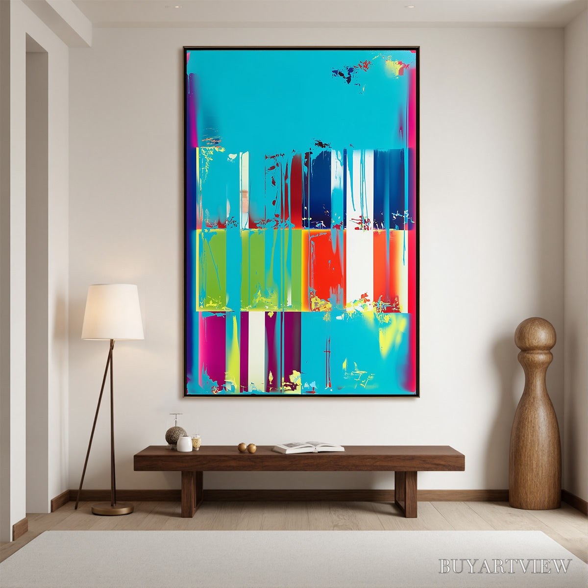 BUYARTVIEW Pixelated Paradise – Vibrant Abstract Glitch Art Oil Painting - image 4